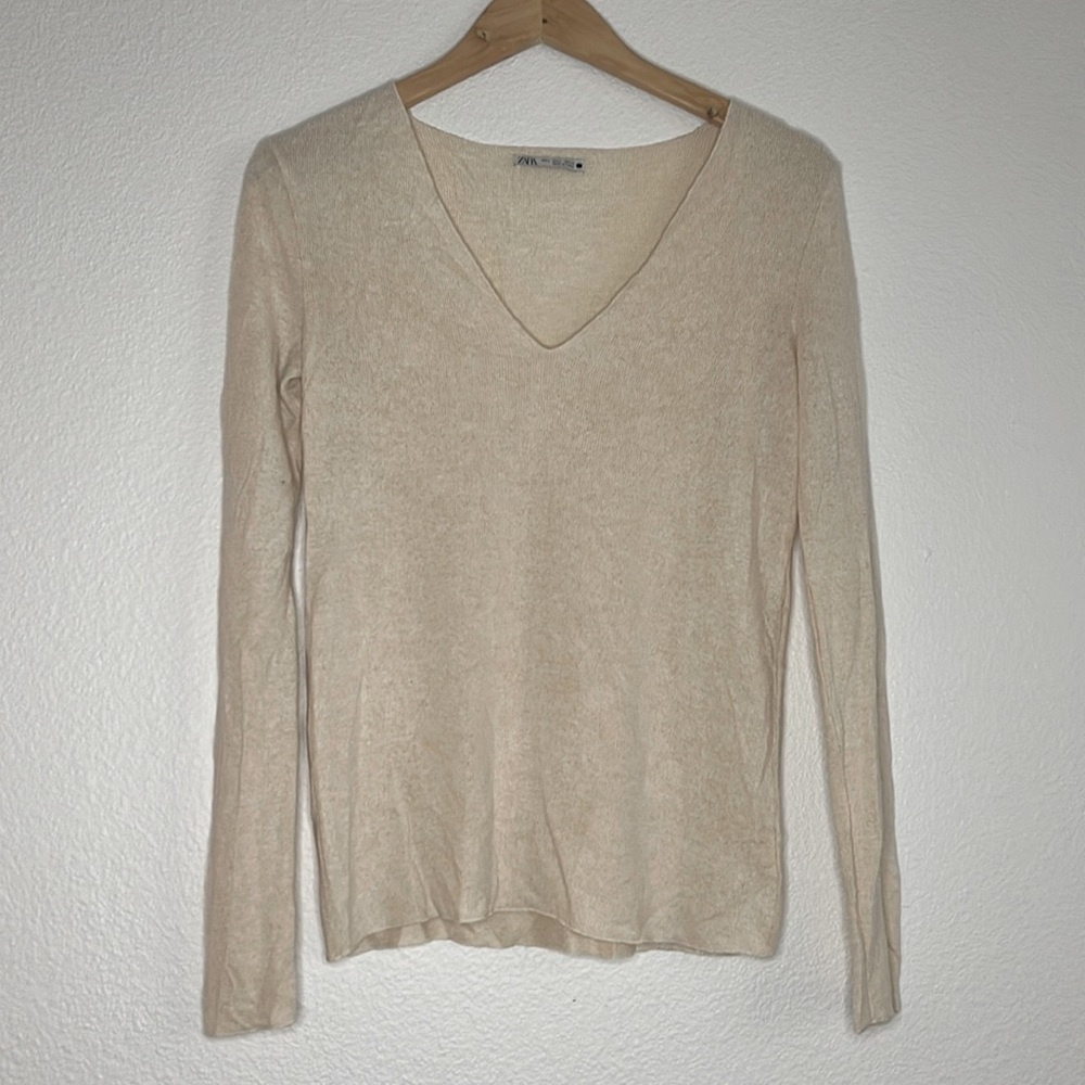 Zara| Cream Long Sleeve Shirt| Small